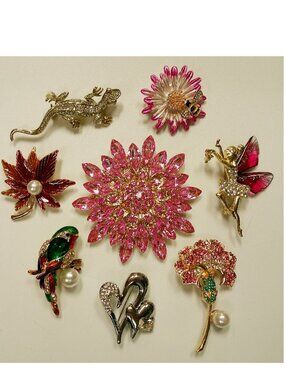 Brooch Lot of 8 - Starburst Bird Fairy Bee